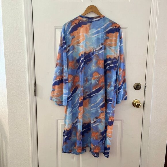 New York Laundry Plus-Size Tie-Dye Cover-up Kimono Duster Lounge Robe Sz 3x - Picture 5 of 8